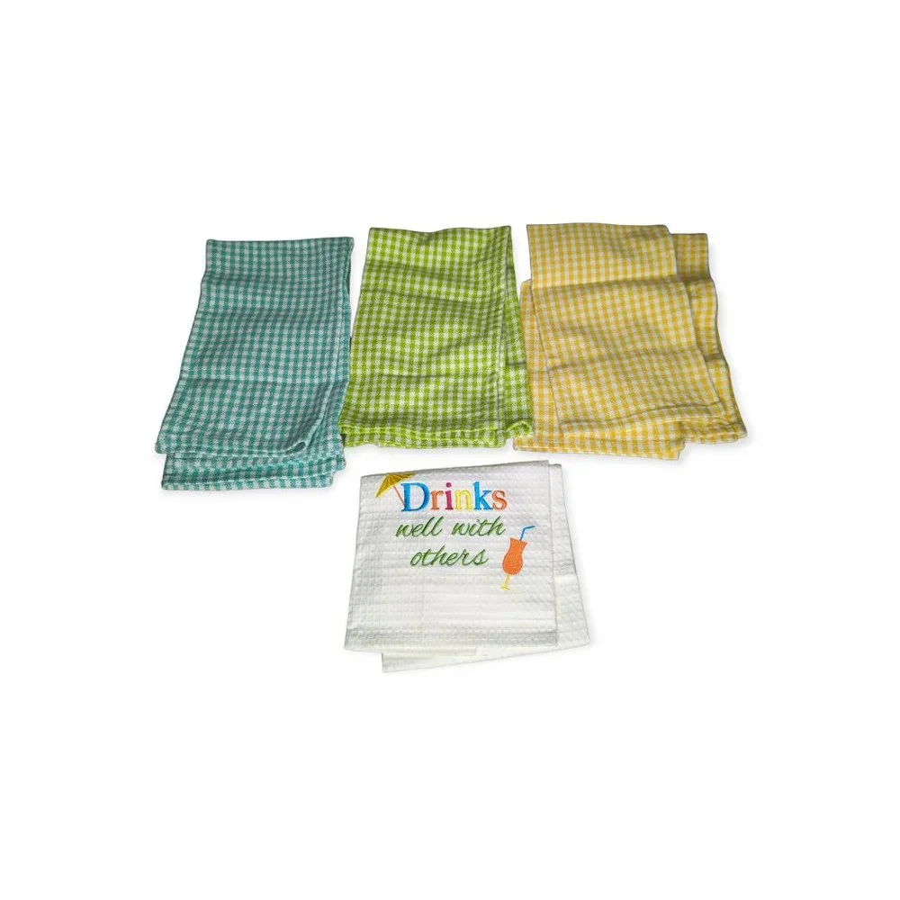 Set of 4 Bright Colored Kitchen Towels